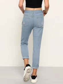 Pantaloni con strappati denim - Lavaggio chiaro - Visualizzare 2