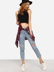 Pantaloni con strappati denim - Lavaggio chiaro - Visualizzare 1