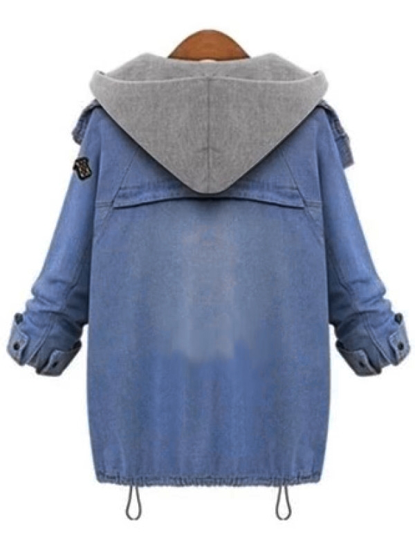hooded drawstring boyfriend trends jean swish pockets two piece coat