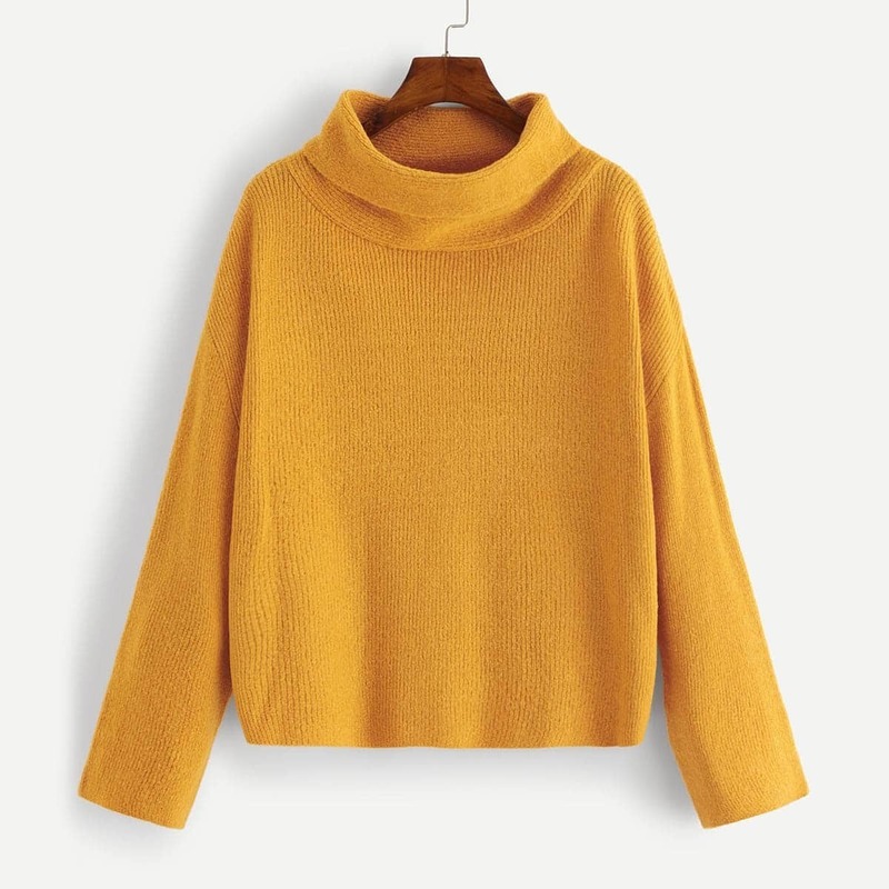 

Drop Shoulder Solid Jumper, Yellow