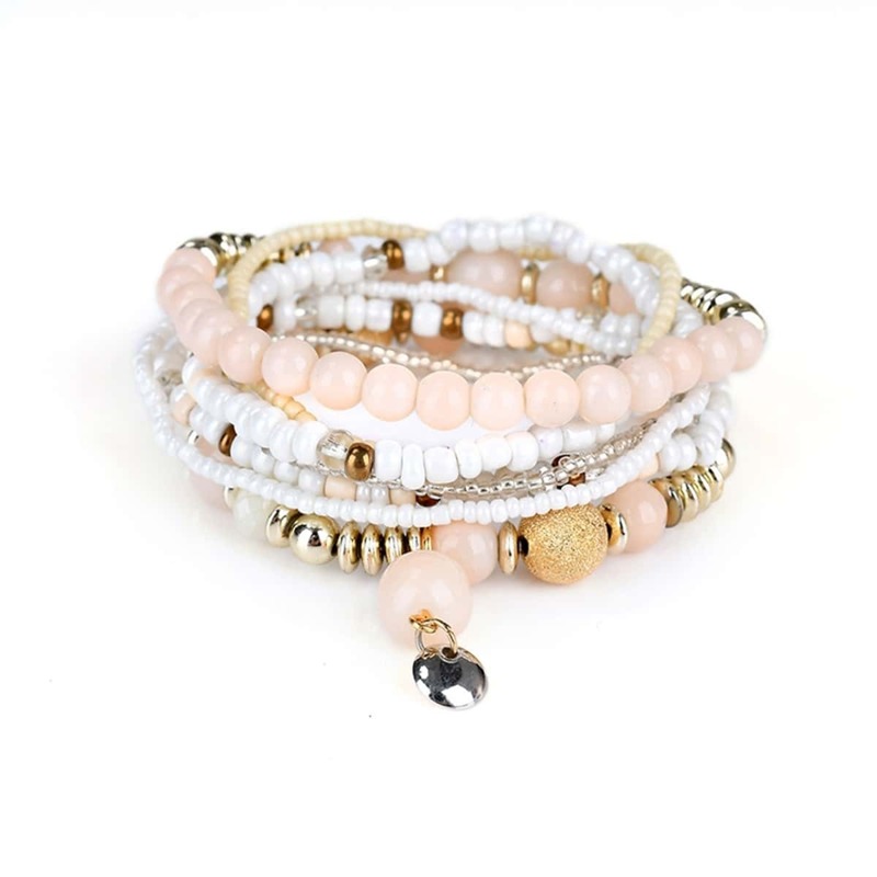 

Color Block Layered Beaded Bracelet 1pc, Multicolor