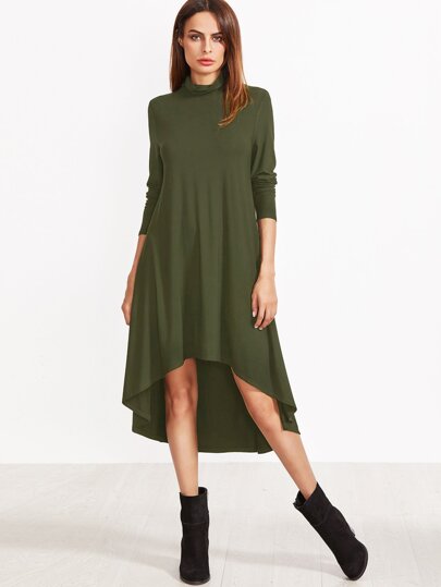Cowl Neck Dip Hem Swing Dress pictures