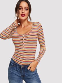 Press Buttoned Slim Fit T-Shirt