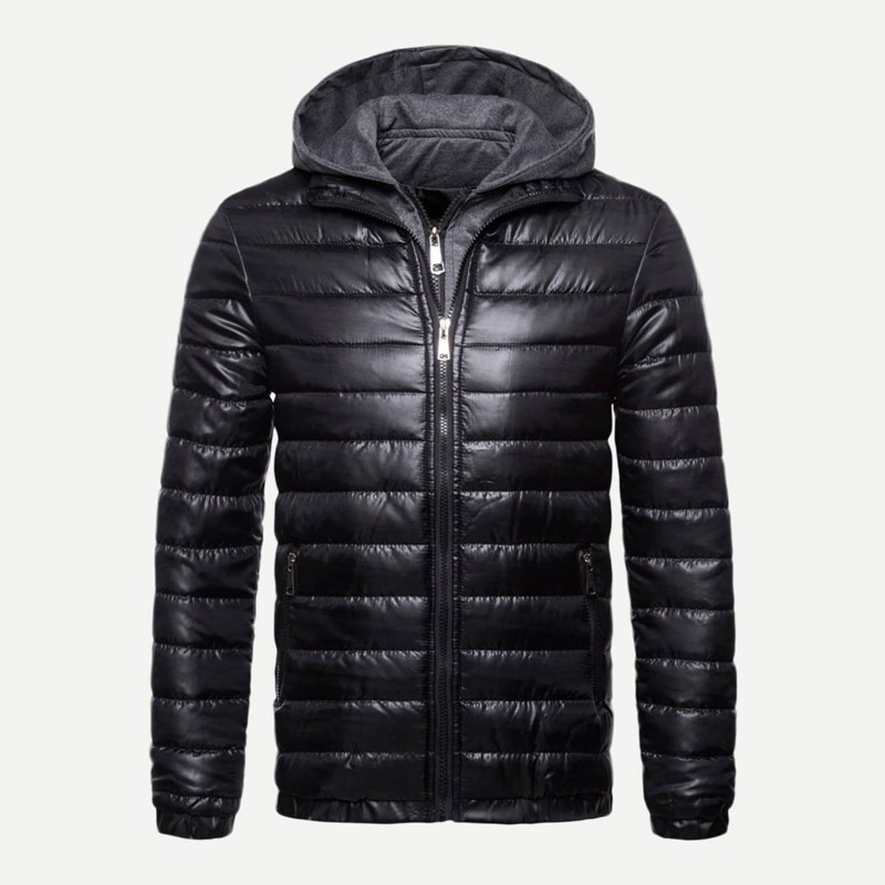 

Guys Solid Hooded Puffer Coat, Black
