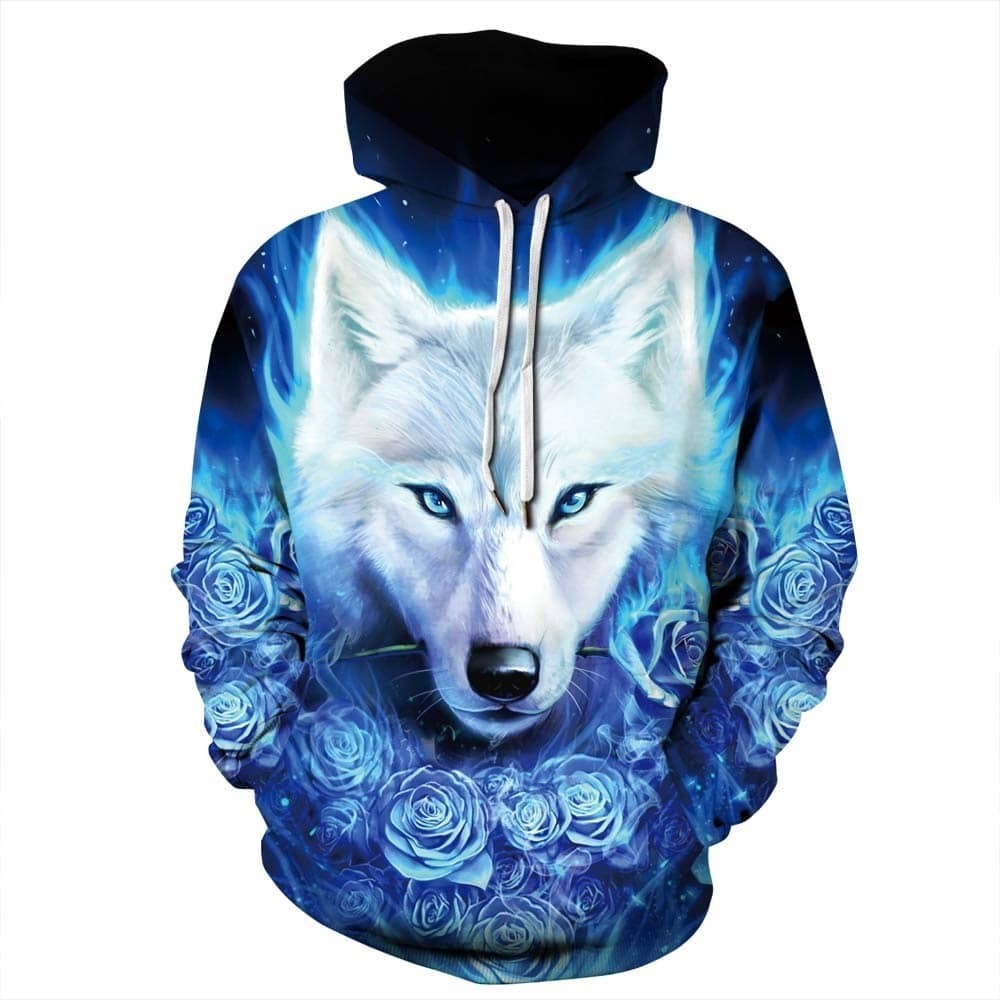 

Guys 3D Wolf Print Hooded Sweatshirt, Multicolor