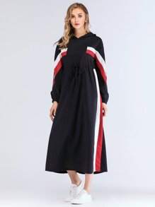 Drawstring Waist Hooded Dress