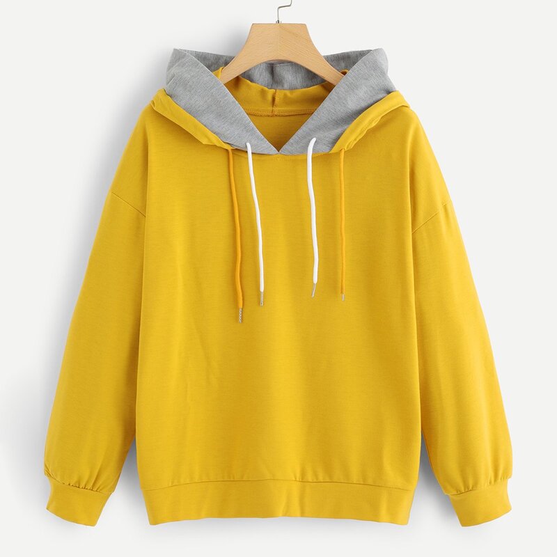 

2 In 1 Drop-Shoulder Hoodie, Yellow