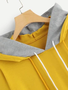 2 In 1 Drop-Shoulder Hoodie - Mustard Yellow - View 3
