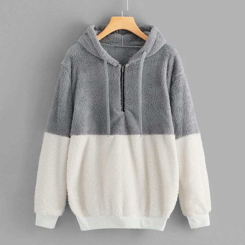 

Color-Block Hooded Teddy Sweatshirt, Multicolor