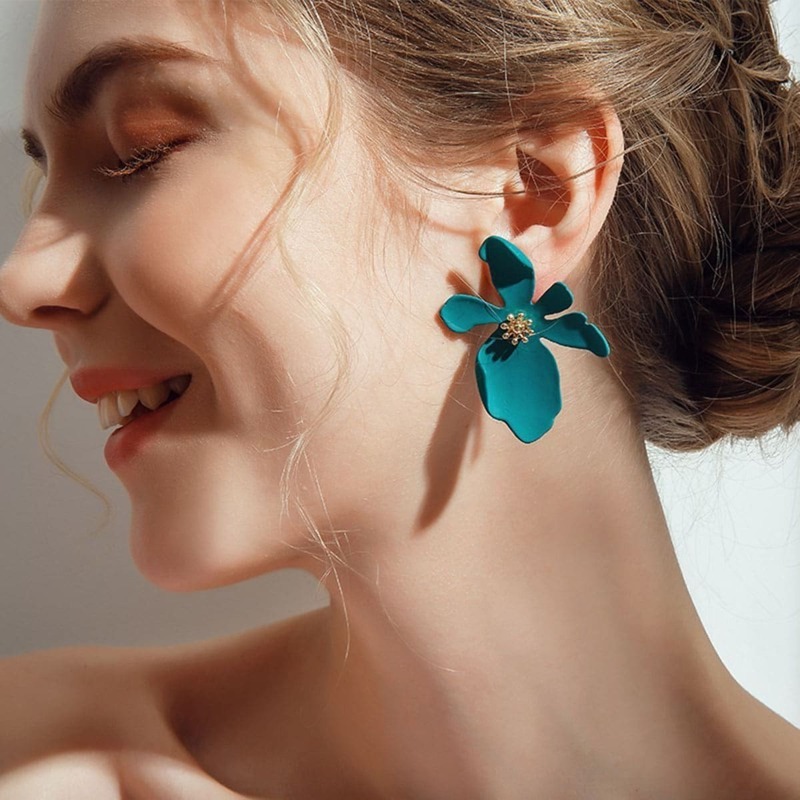 

Flower Shaped Stud Earrings 1pair, Green