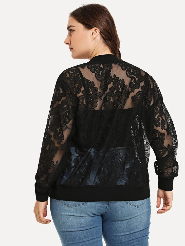 Plus Solid Lace Jacket Fall Winter Cloth For Women Autumn
