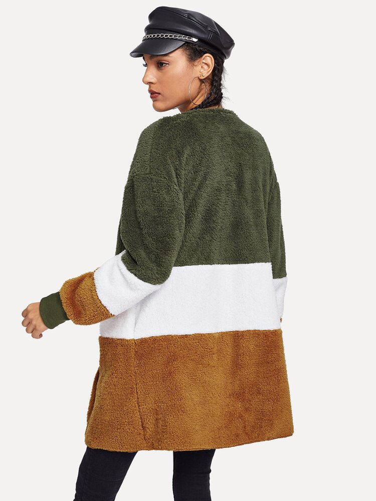 Cut And Sew Teddy Outerwear - Multicolor - View 3
