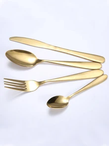 不銹鋼餐具4件裝 - 金色 - 查看 2
