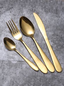 不銹鋼餐具4件裝 - 金色 - 查看 3