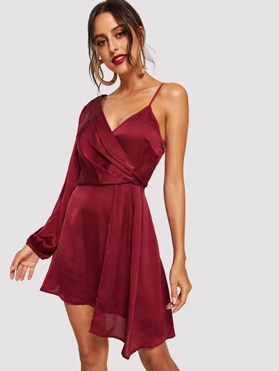 Asymmetrical Shoulder Solid Dress pictures