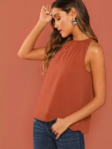 SHEIN Gathered Halter Neck Top - Burnt Orange - View 3