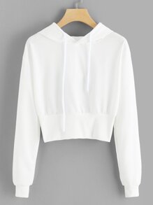 Drawstring Detail Solid Hoodie