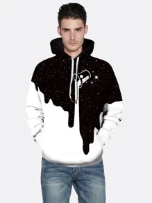 Men 3d milk print hooded sweatshirt clearance