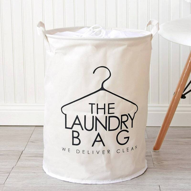 

Slogan Print Round Storage Basket, White