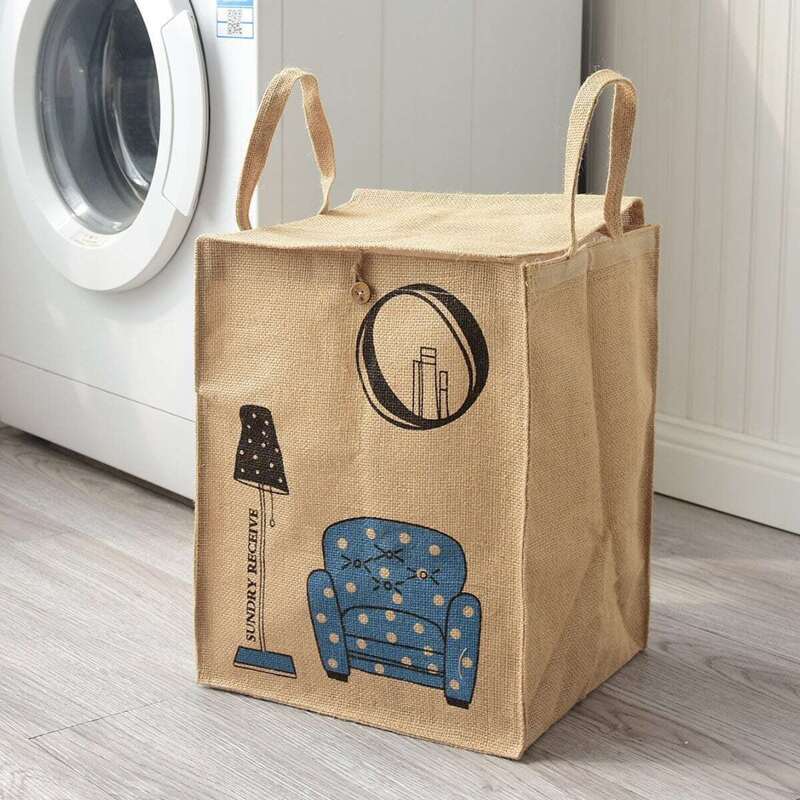 Letter Print Rectangle Storage Basket, Khaki