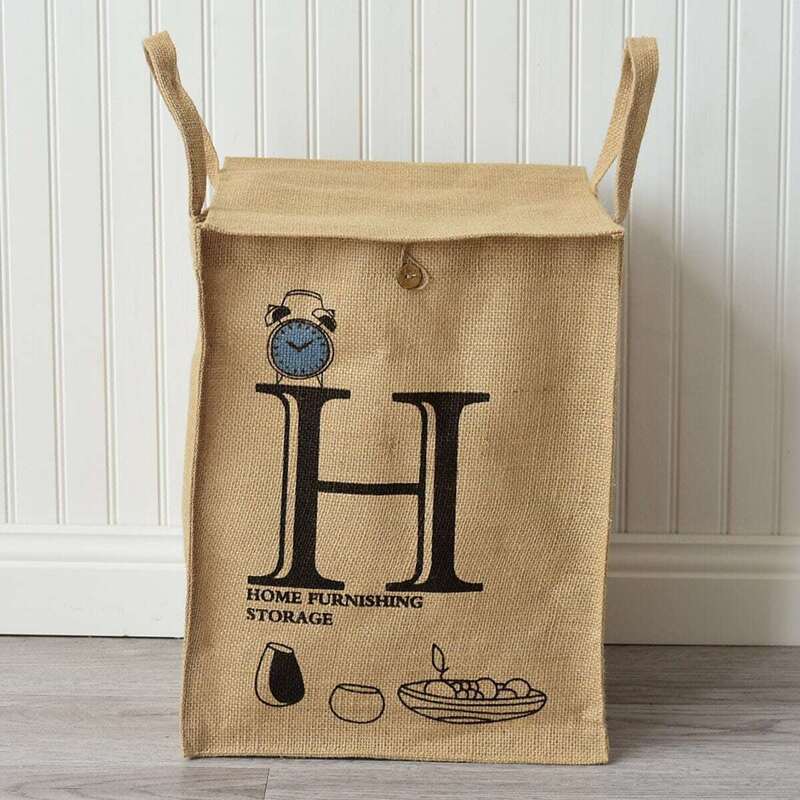 

Letter Print Rectangle Storage Basket, Khaki