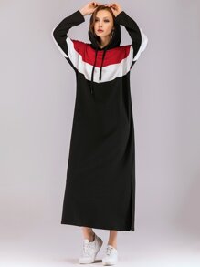 Color-Block Longline Hoodie Dress