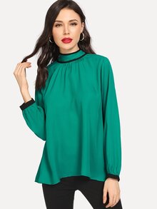 Tie Neck Back Blouse