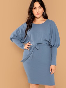 Plus Gigot Sleeve Pencil Dress