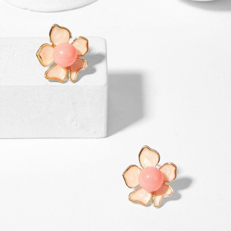 

Flower Shaped Stud Earrings 1pair, Pink