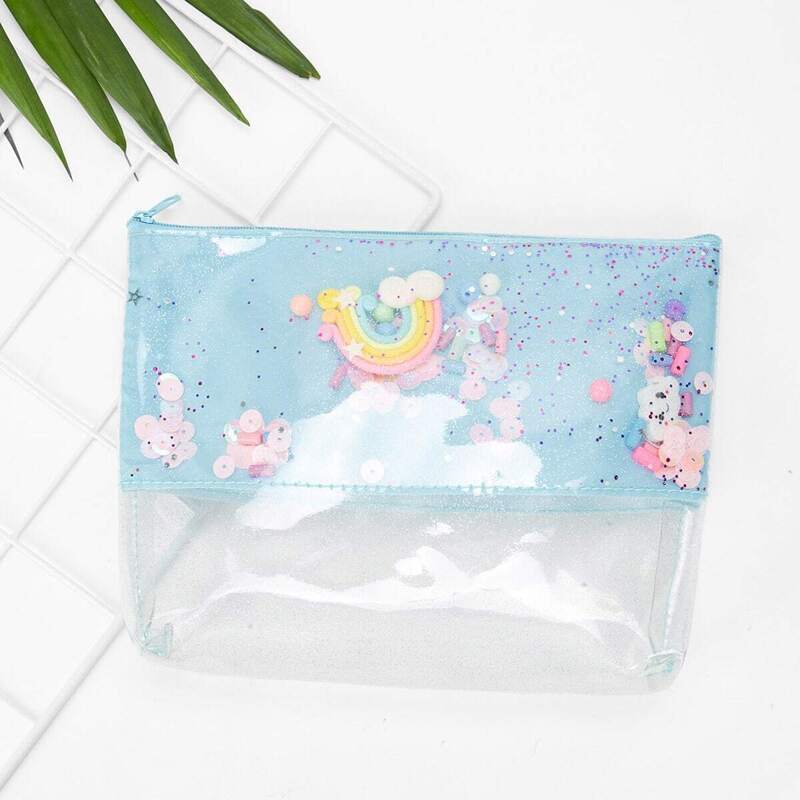 

Glitter Clear Makeup Bag, Blue