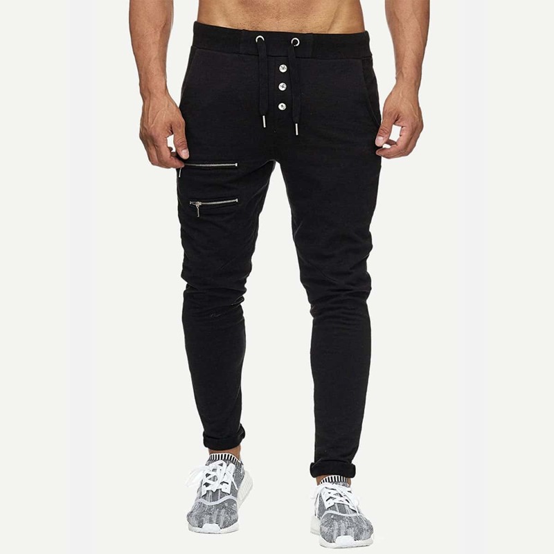 

Guys Zip Front Drawstring Pants, Black