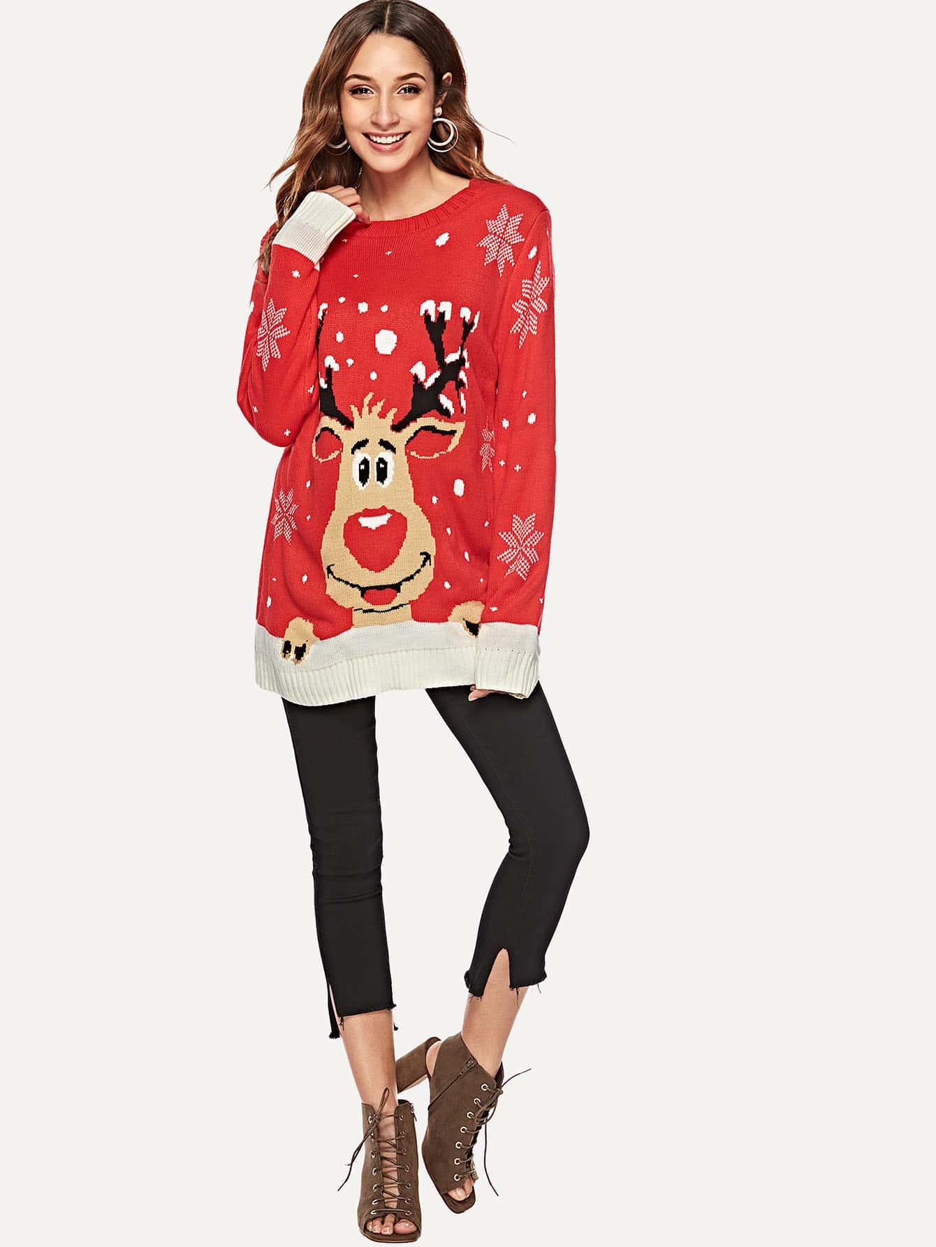 christmas print long jumper