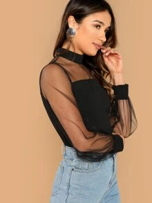 SHEIN بلوز شبكي شفاف