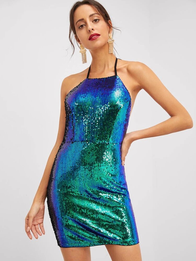 sequin fishnet dress