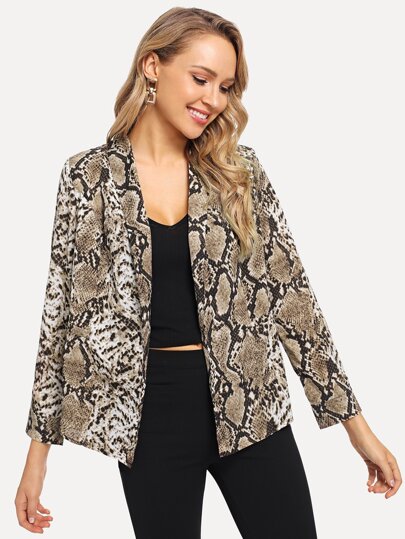 Shawl Collar Snakeskin Print Blazer pictures