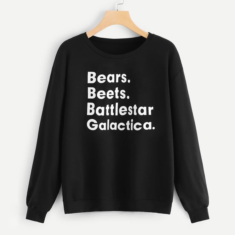 

Letter Print Sweatshirt, Black