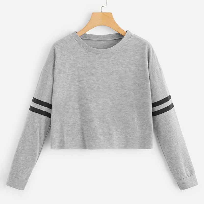

Contrast Striped Sweatshirt, Grey