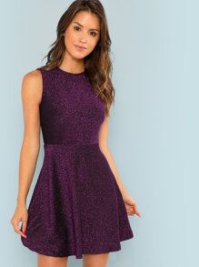 Fit and Flare Sleeveless Glitter Dress