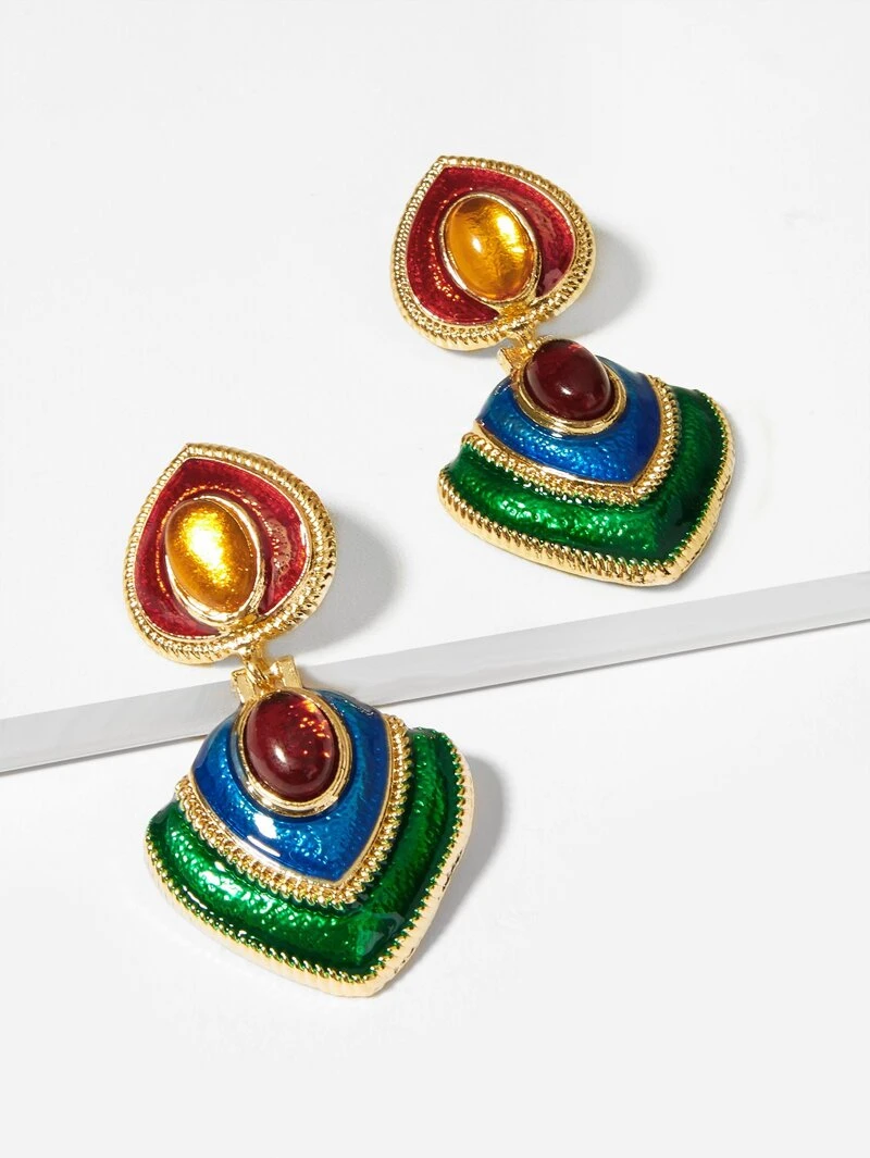 Color Block Contrast Drop Earringsfor Women Romwe Color Block Contrast Drop Earrings