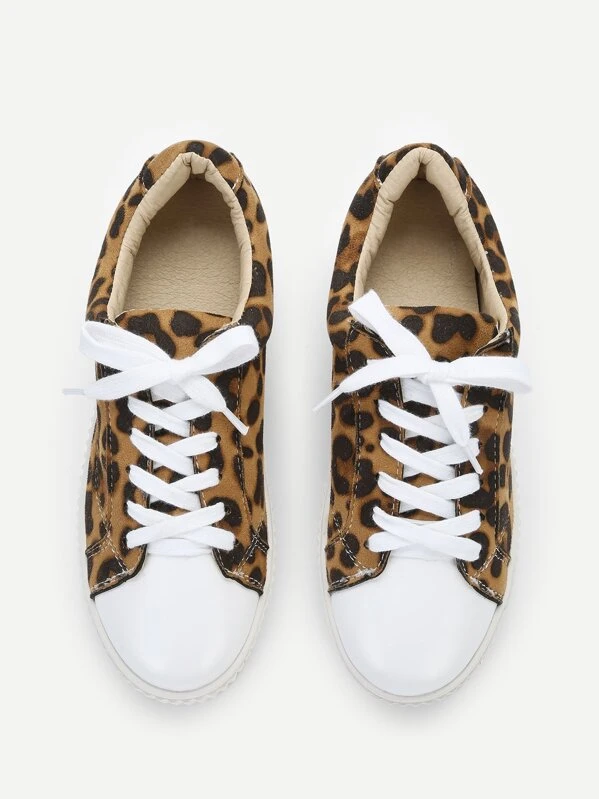 leopard accent sneakers
