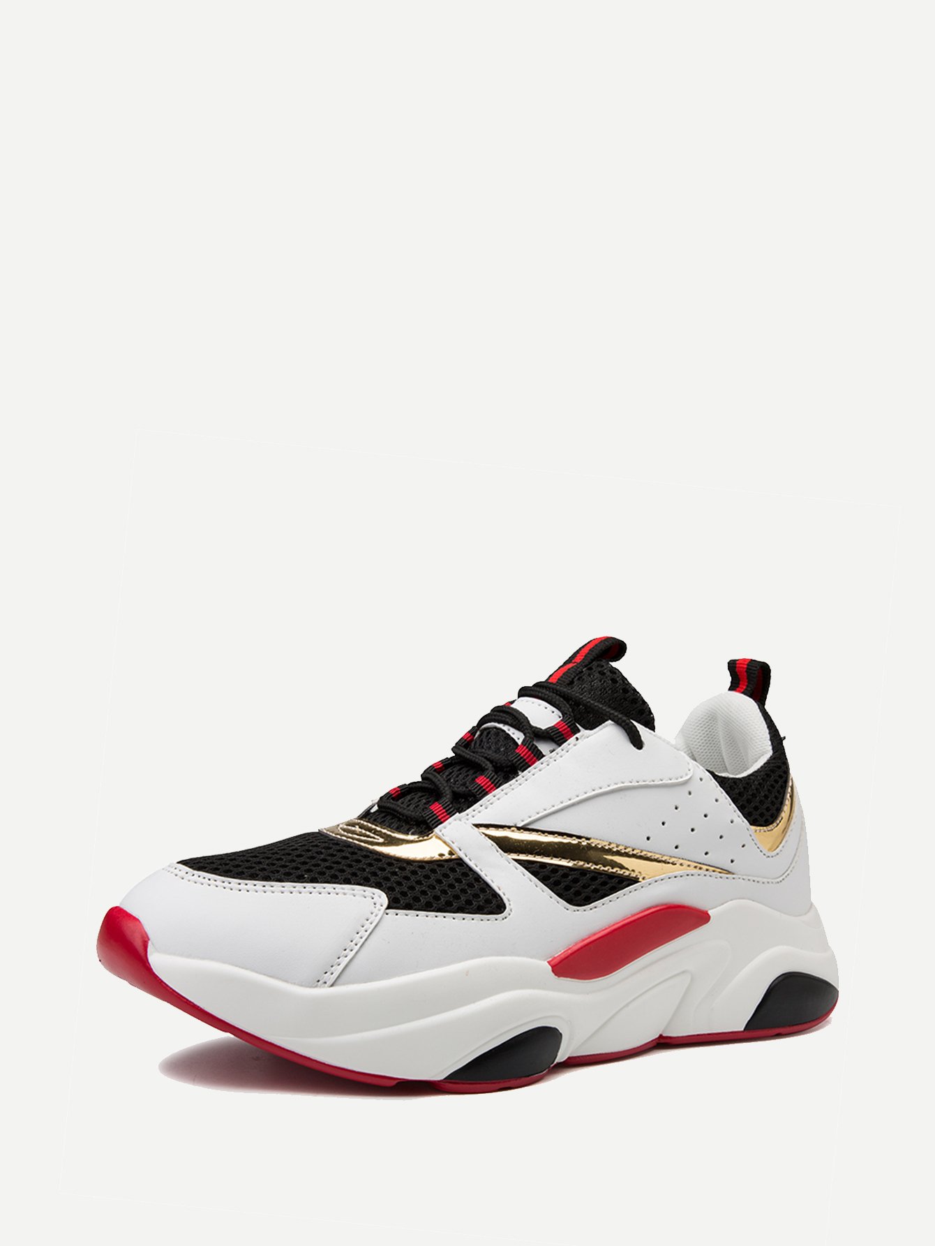 Men Metallic Detail Lace Up Sneakers