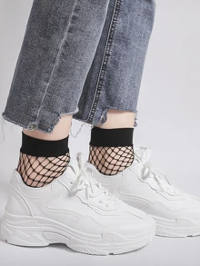 Women White Lace Up Artificial Leather Chunky Sole Trainers