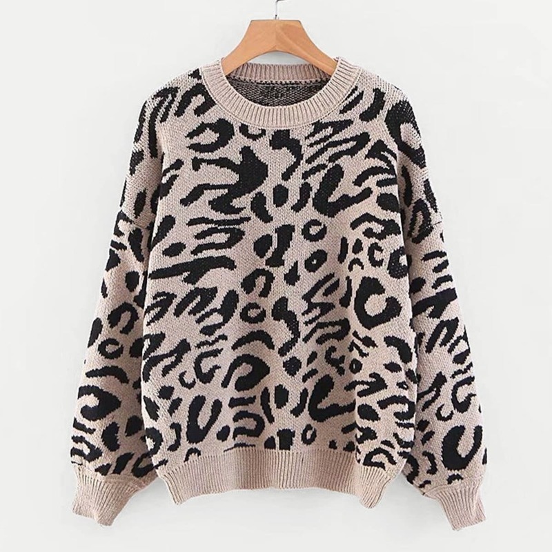 

Drop Shoulder Leopard Print Jumper, Multicolor