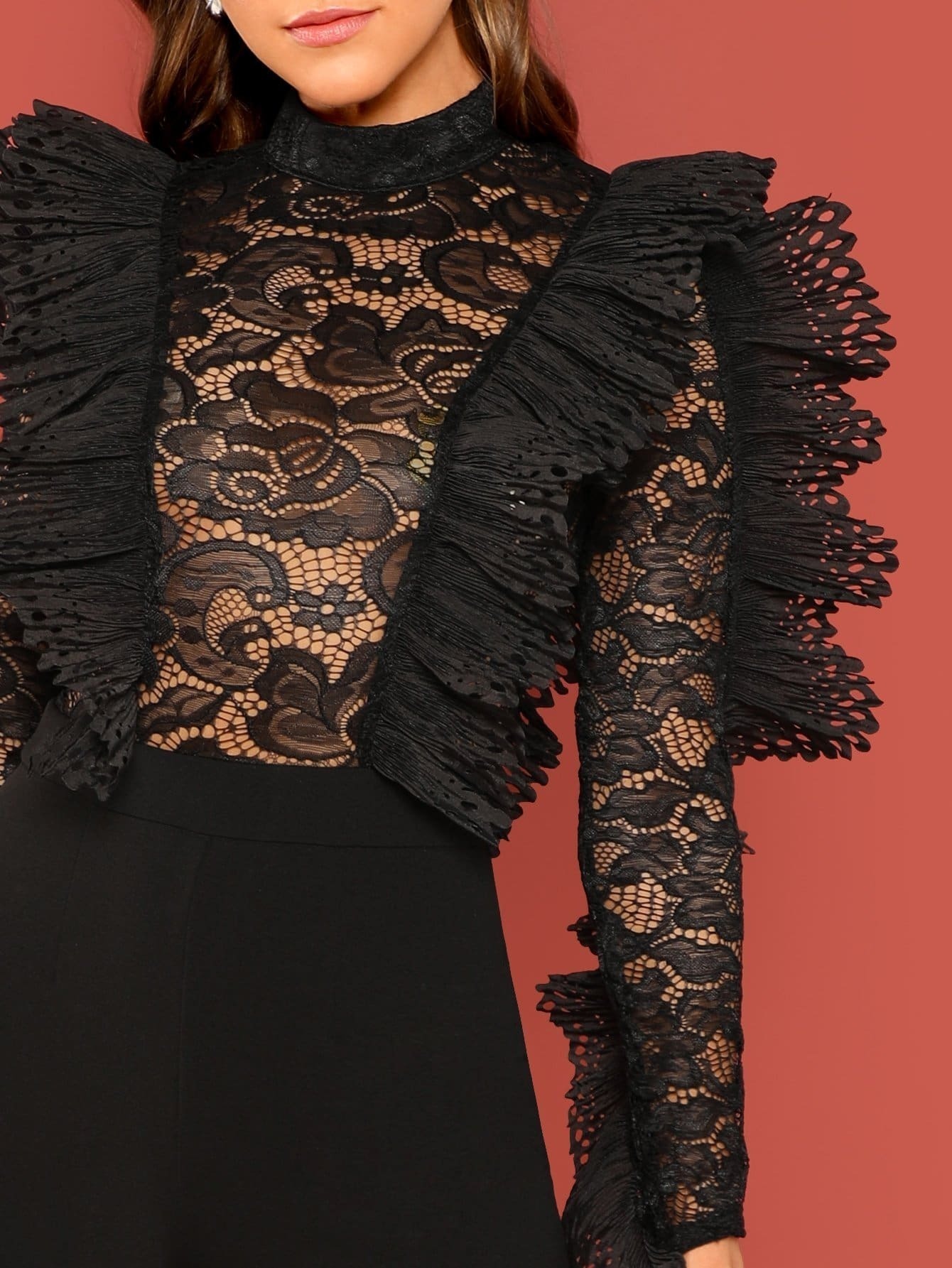 Lace Up Ruffle Trim Plain Jumpsuits