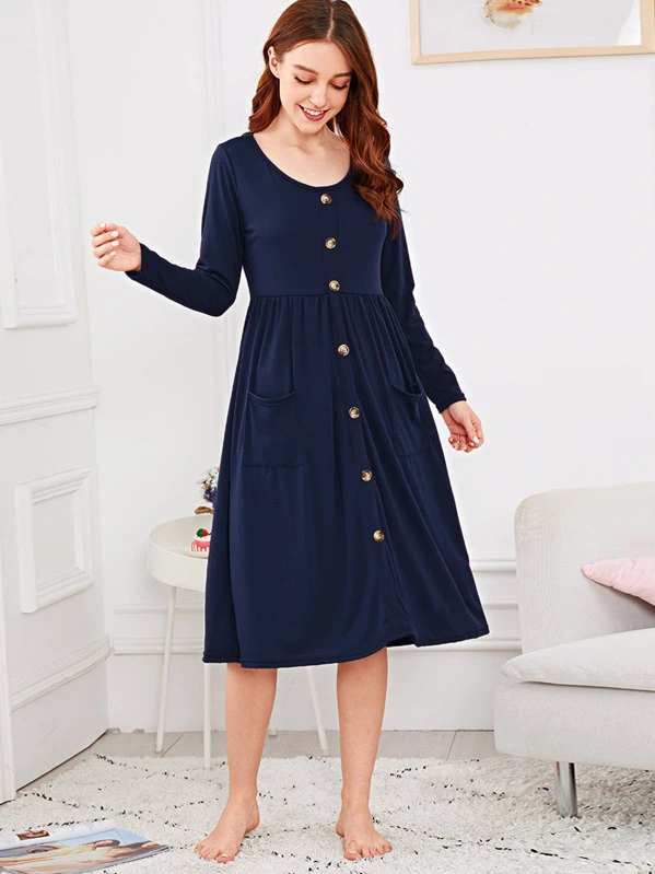 night dress with buttons