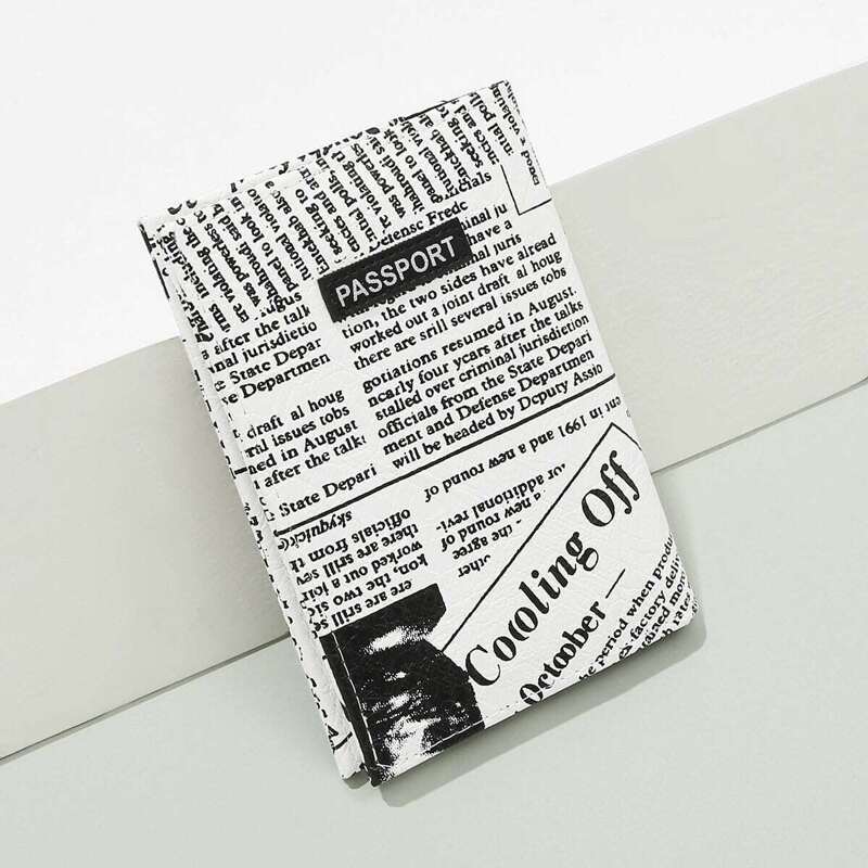 

Newspaper Print PU Purse, Black and white