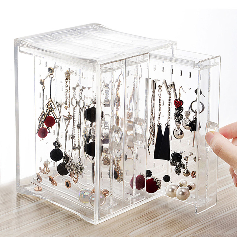 

3drawers Clear Jewelry Storage Box, White