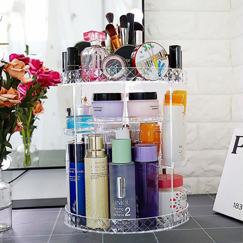 

Rotatable Multi-layer Cosmetic Storage Rack, White