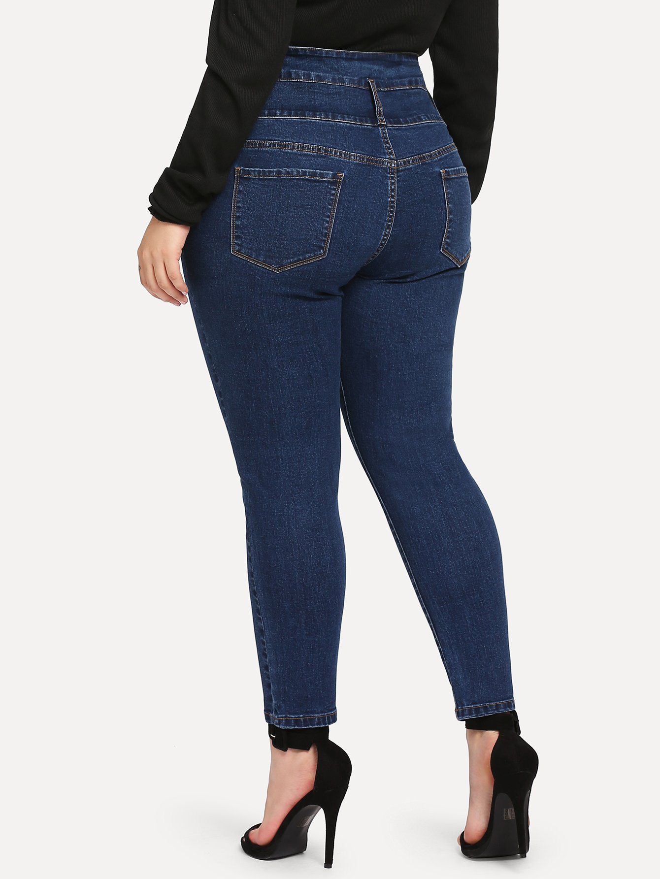 plus high waist button up jeans | shein uk