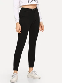 High Stretch Ankle Pants Women Spring Summer Skinny Pant - Black - View 3